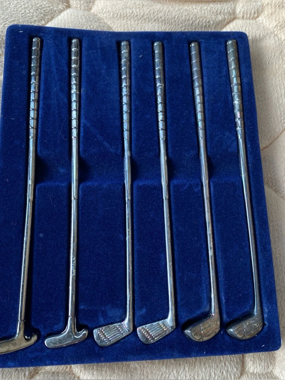 Silverplated Golf Stir Cocktail Sticks Set of 6 VTG International Silver Co.
